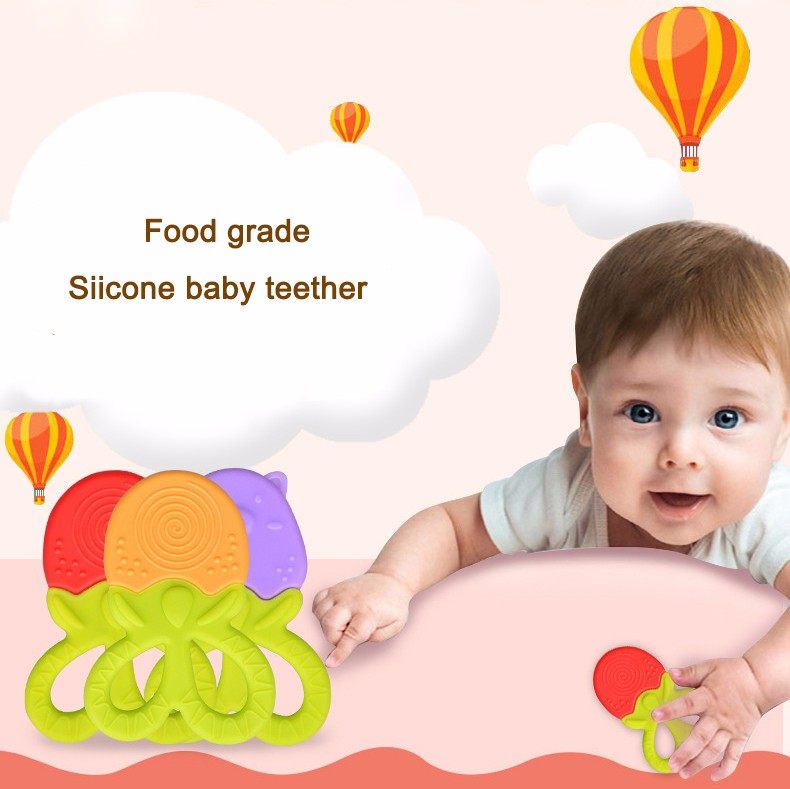 Baby  sales silicone fruit shape teether Baby Teether with handle